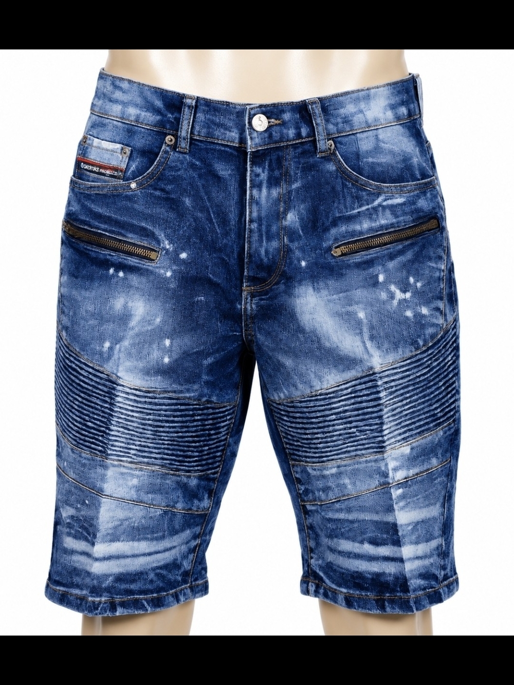 Akademiks Jeanius Distressed Blue Denim Moto Shorts